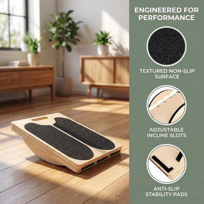 Calf Stretcher Slant Board, Adjustable Wooden Incline Board for Stretching, Non Slip Foot Stretcher for Calf, Achilles, Ankle, Hamstring Exercise