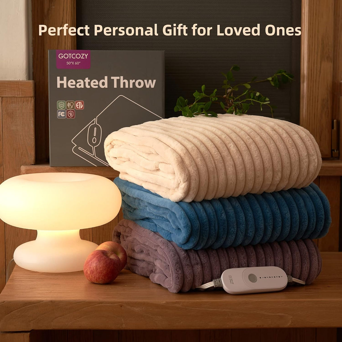 GOTCOZY Heated Blanket-Soft Plush Electric Blanket 50"X60"(Grey)