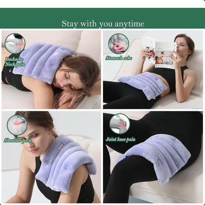 Romfox Microwavable Heating Pad for Pain Relief, Moist Heat for Cramps, Muscles, Joints, Back, Neck and Shoulders, Heat Compress Pillow, for Both Hot and Cold Therapy (12 * 6 Lavender)