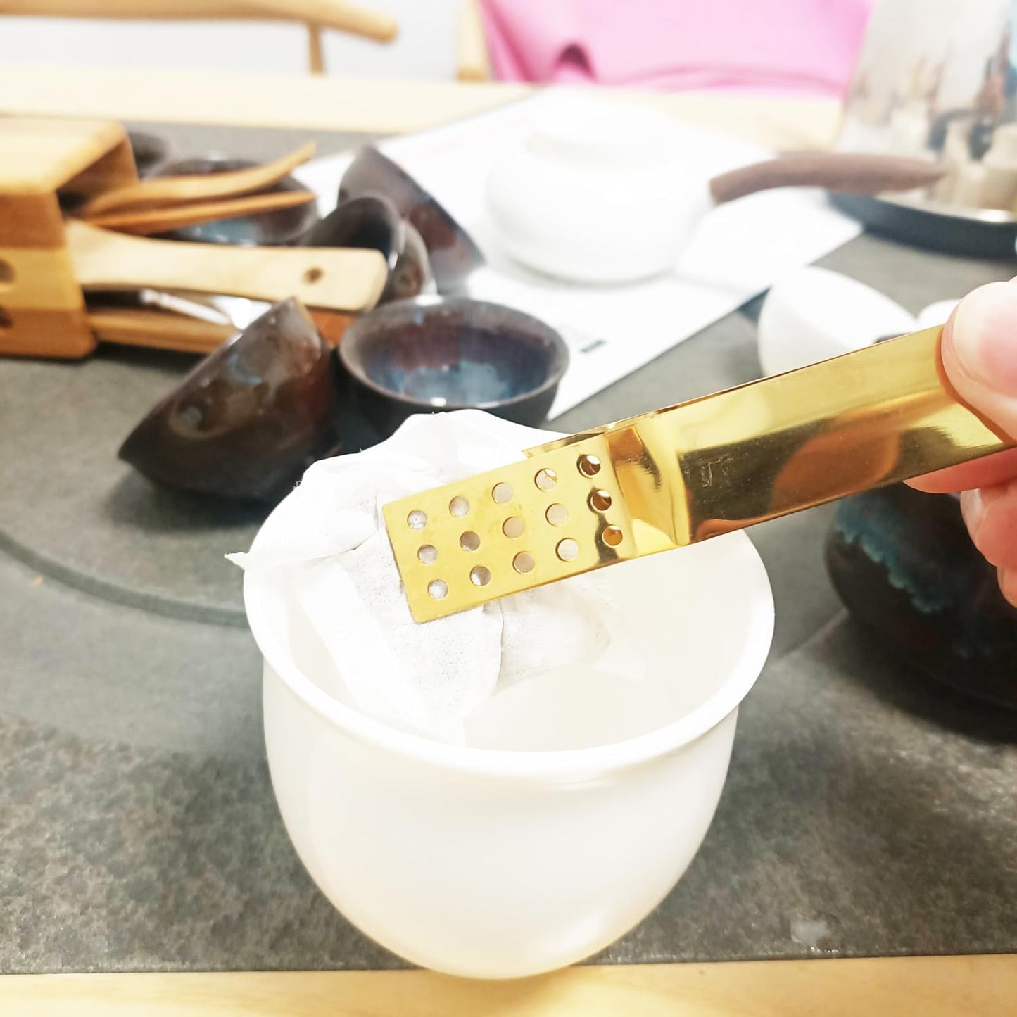 Generic Tea Bag Squeezer (8 Pack), Tea Bag Squeezer Tongs, Golden Stainless Steel Tea Bag Squeezer, 13.5 x 4 cm