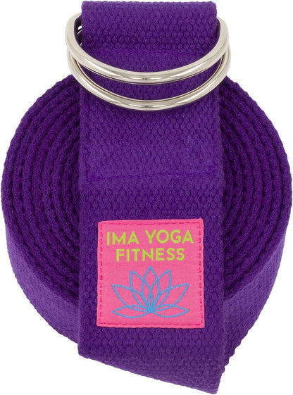 Adaptive Yoga Strap for Stretching - Extra-Wide 2 Inches 100% Cotton Stretch Strap with Steel D-Rings for Physical Therapy, Pilates & Flexibility - Storage Pouch & E-Book