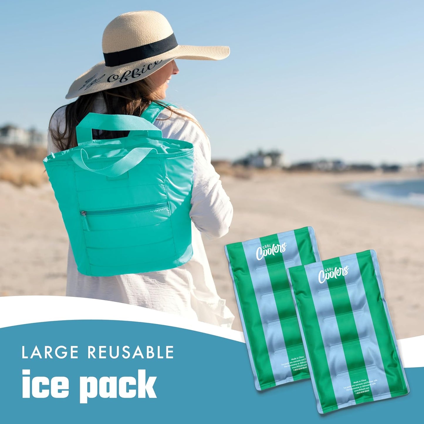 Cool Coolers by Fit & Fresh 2 Pack XL Soft Ice Packs for Cooler, Flexible Stretch Nylon, Lunch Box Ice Packs, Large Reusable Freezer Packs, Cornflower Blue