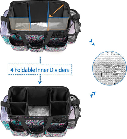 LoDrid Wearable Cleaning Caddy Bag with 4 Foldable Dividers, Black | Cleaning Supply Organizer with Shoulder Strap and Side Handles for Cleaners & Housekeepers
