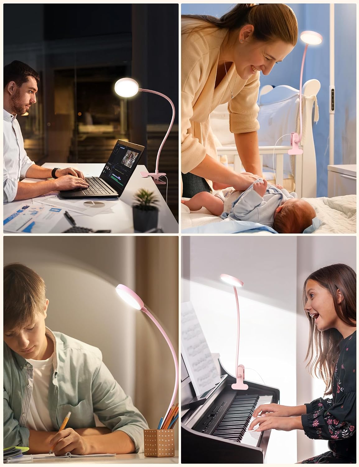 LiFMIRA Bed Lamp Clip on Light 8W 66 LED Reading Light for Bed White