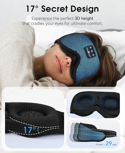 MUSICOZY Breathable Bluetooth Sleep Mask Headphones for Sleeping | Mesh Sleep Mask With Bluetooth 5.4 Audio, Soft Fabric And Comfortable Fit for Side Sleepers, Travel, Meditation and Rest