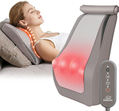 Snailax Back Massager with Heat,Shiatsu Massage Seat Cushion,8 Flexible Nodes Massage for Full Back Massage Chair Pad,Chair Massager for Office,Home Use