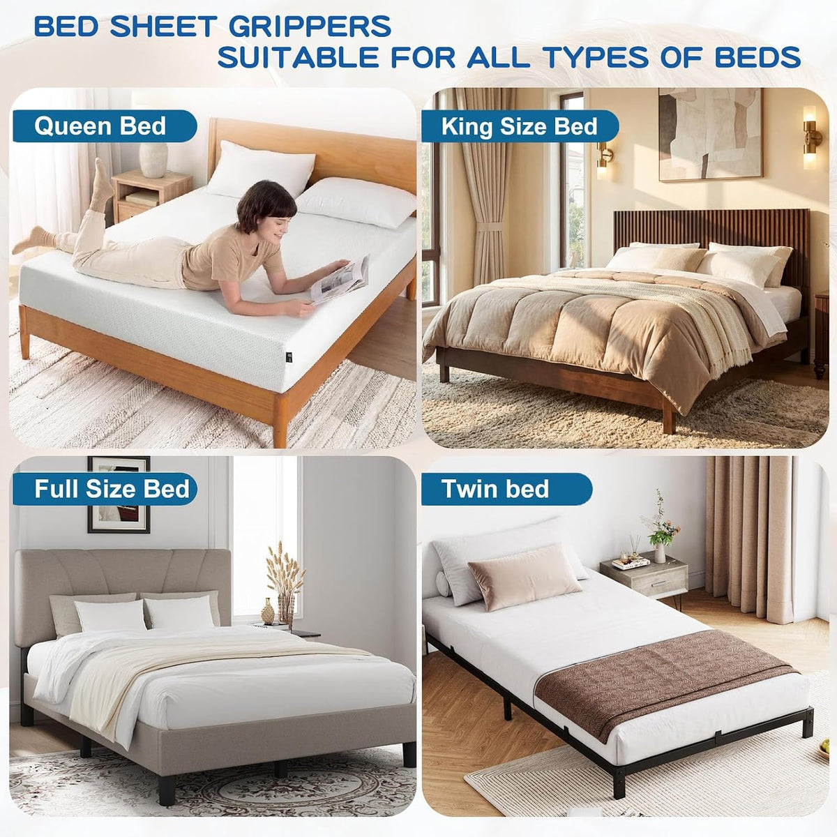 Bed Sheet Holders for Corners, Lock Fitted Sheet Holder 4 PCS