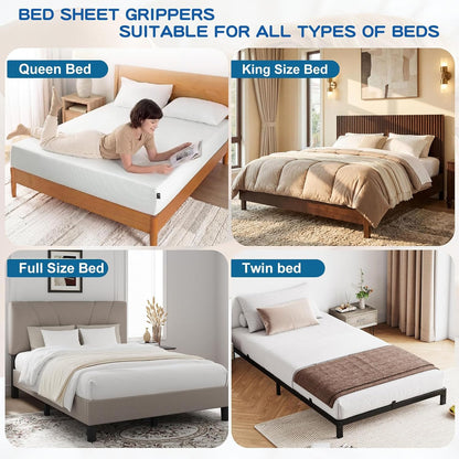 Bed Sheet Holders for Corners, Lock Fitted Sheet Holder 4 PCS