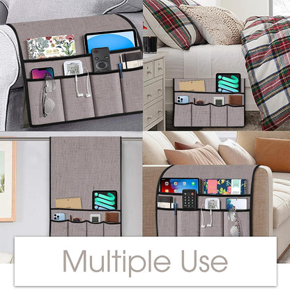 Joywell Remote Caddy Couch Remote Control Holder for Recliner Sofa Armrest Organizer Non Slip Arm Chair Caddie with 6 Pocket Storage for Magazine, Tablet, Phone, iPad, Black