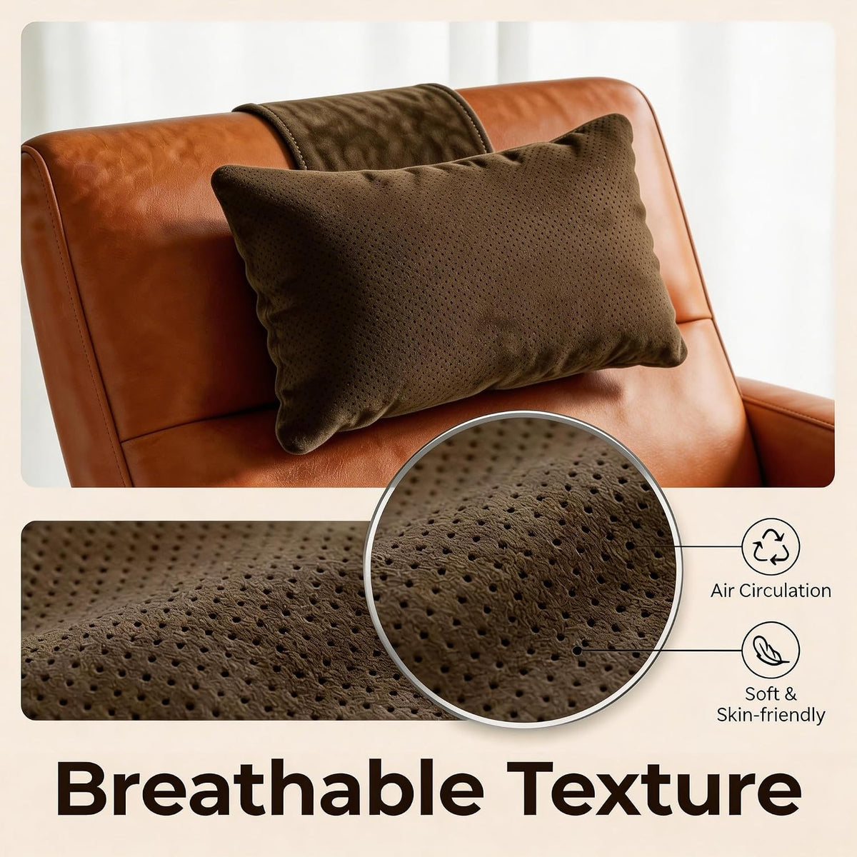 KINIVA Dual-Layer Ultra-Suede Neck Support Pillow for Recliners, Sofas & Office Chairs - Breathable Mesh, Removable Cover, Orthopedic Cervical Support for Pain Relief (Grey)
