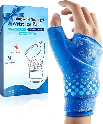 Thumb & Wrist Ice Pack Wrap, Thickened Ice Gel Pad, Reusable Hand Ice Pack with Long-Lasting Hot & Cold Therapy for Carpal Tunnel Relief, Arthritis Pain, Post-Surgery, Computer Overuse Recovery