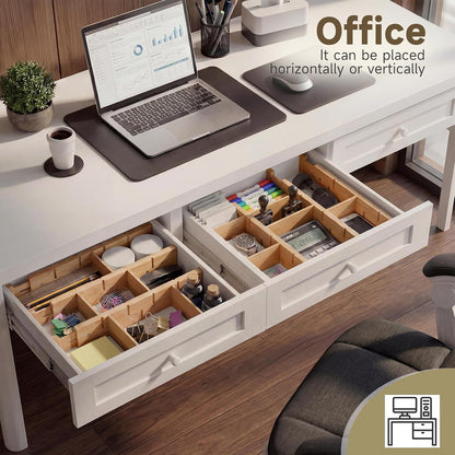 Bamboo Drawer Dividers, Expandable Kitchen Drawer Organizer | Include 6 Dividers, 6 Small Inserts and 6 Medium Inserts for Home, Office, Dressers