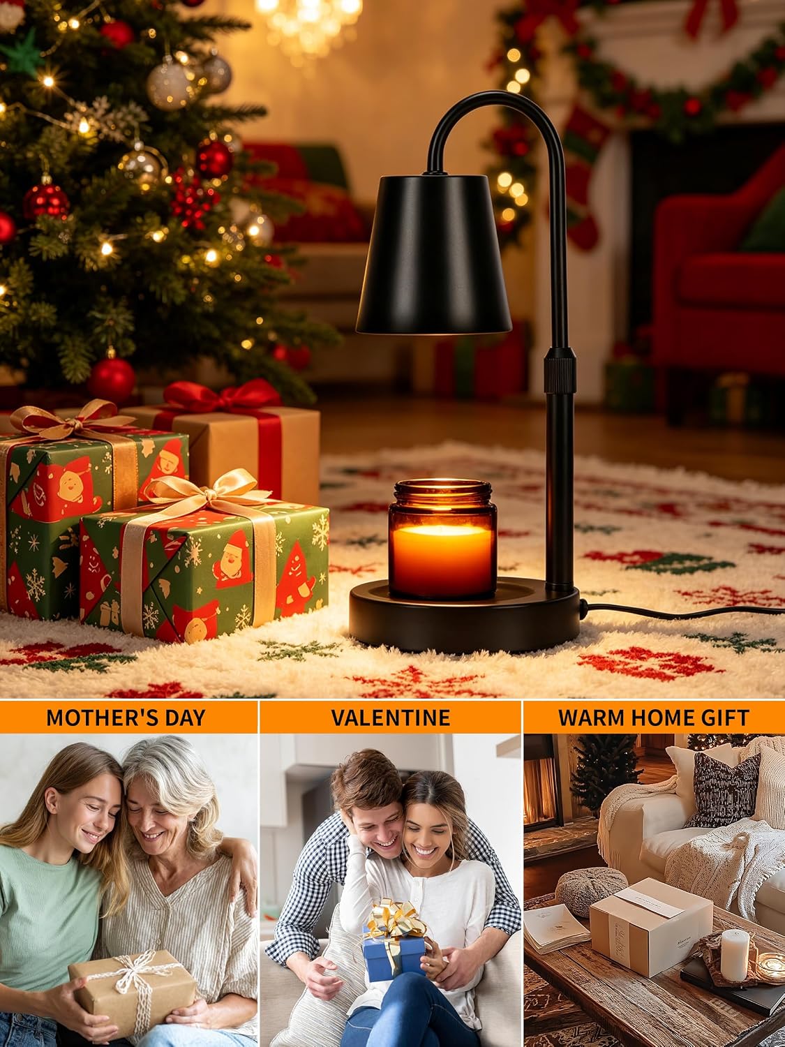 Dimmable Black Candle Warmer Lamp with Timer for Jar Candles