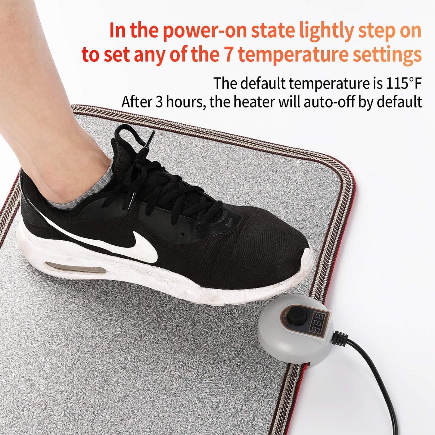 Electric Heated Floor Mats - AC 110V Foot Heater, Heated Foot Warmer Mat Under Desk for Office and Home (Black)
