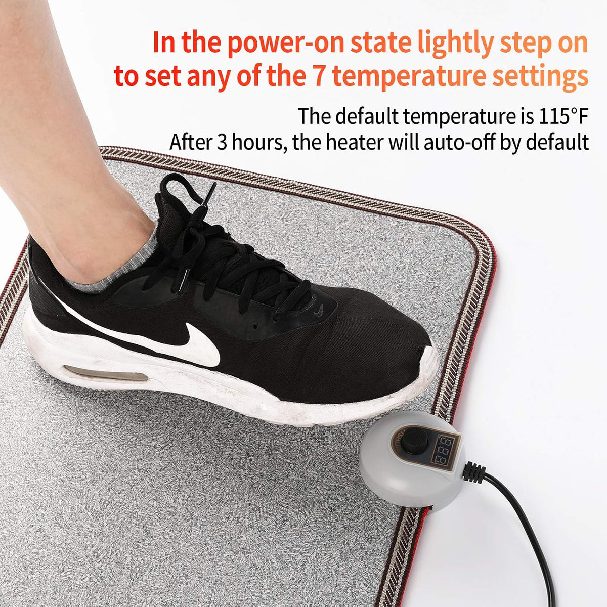 Electric Heated Floor Mats - AC 110V Foot Heater, Heated Foot Warmer Mat Under Desk for Office and Home (Black)
