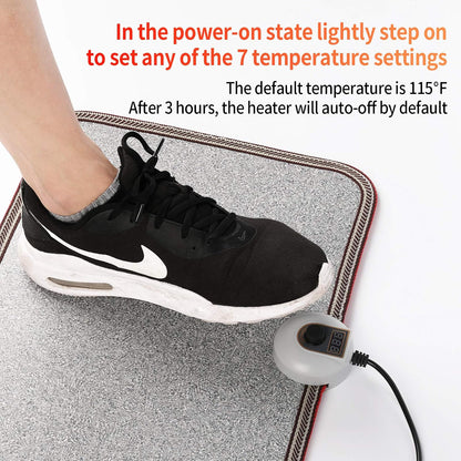 Electric Heated Floor Mats - AC 110V Foot Heater, Heated Foot Warmer Mat Under Desk for Office and Home (Black)