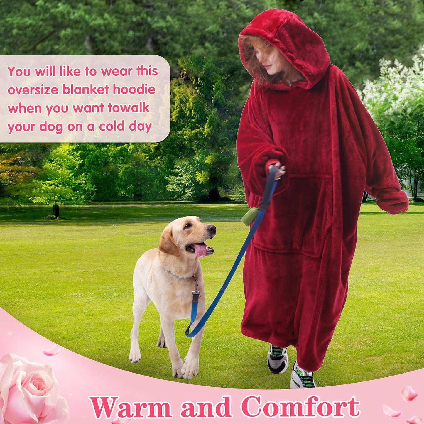 Wearable Blanket Sweatshirt Gifts for Women and Men, Warm and Cozy Giant Blanket Hoodie, Thick Flannel Blanket with Sleeves and Giant Pocket - Dark Gray