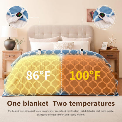 Homemate Heated Blanket Electric Throw - 50“x60“ Heating Blanket with 10 Fast Heat Levels 8 Hours Auto Off Soft Cozy Flannel Over-Heated Protection ETL Certification Keep Warming in Home | Throw with 10 Fast Heat Levels 8 Hours Auto Off Over-Heated