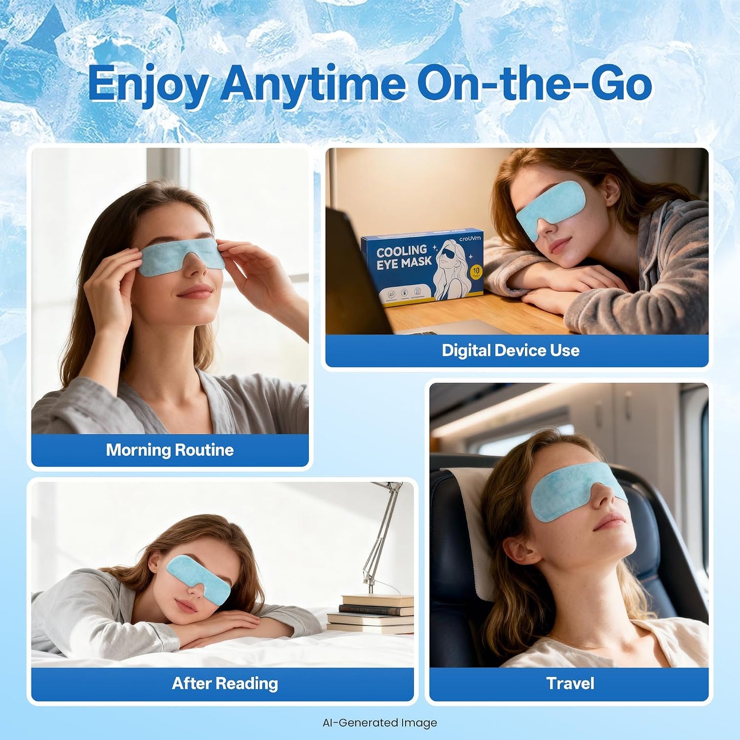 Disposable Cooling Eye Mask for Puffy Eyes, Cold Eye Mask for Eyes Tension Stress Relief, Eye Ice Pack for Cold Compress, 10 Packs