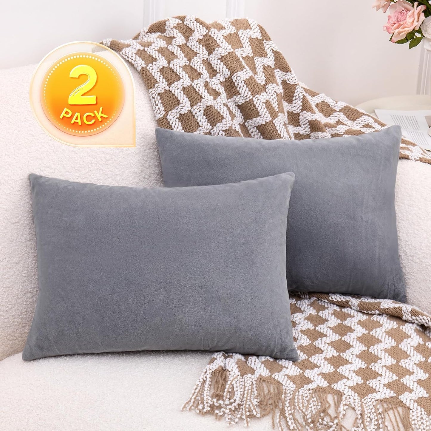 1 MIDDLE ONE 2 Pack Small Pillow, Memory Foam Mini Pillow 11 X 7 Inches for Travel, Sleeping, Nap and Neck, Knee, Lumbar Support, Tiny Cushion for Pet, Dogs (Grey)