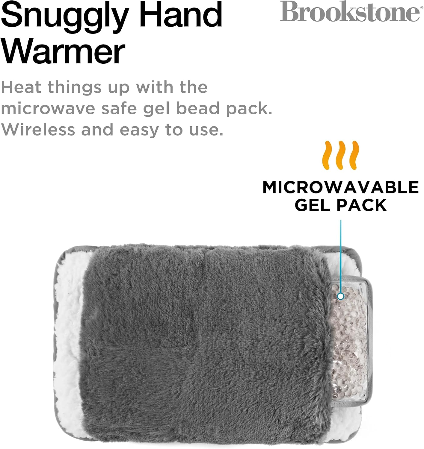 Brookstone Faux Fur Hand Warmer | Soothe Cold Hand Muff with Microwavable Gel Pack for Long Lasting Heat | Cozy Sherpa & Plush Lining for Ultimate Comfort | Hand Muffs for Women & Men