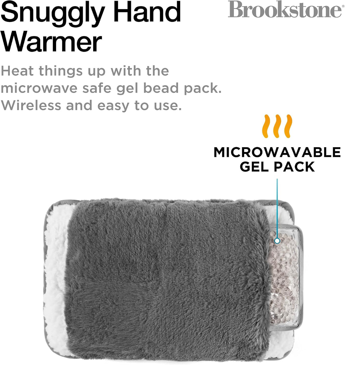 Brookstone Faux Fur Hand Warmer Muff with Microwavable Gel Pack