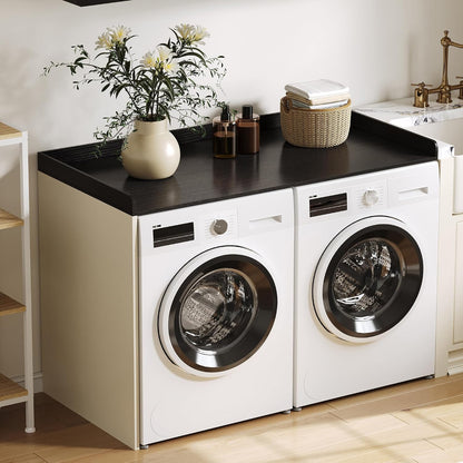 ChooChoo Washer Dryer Countertop, Adjustable Shelf, 2-Tier | Laundry Room Topper, Spacious Storage, For Folding Clothes & Efficient Organization, Walnut