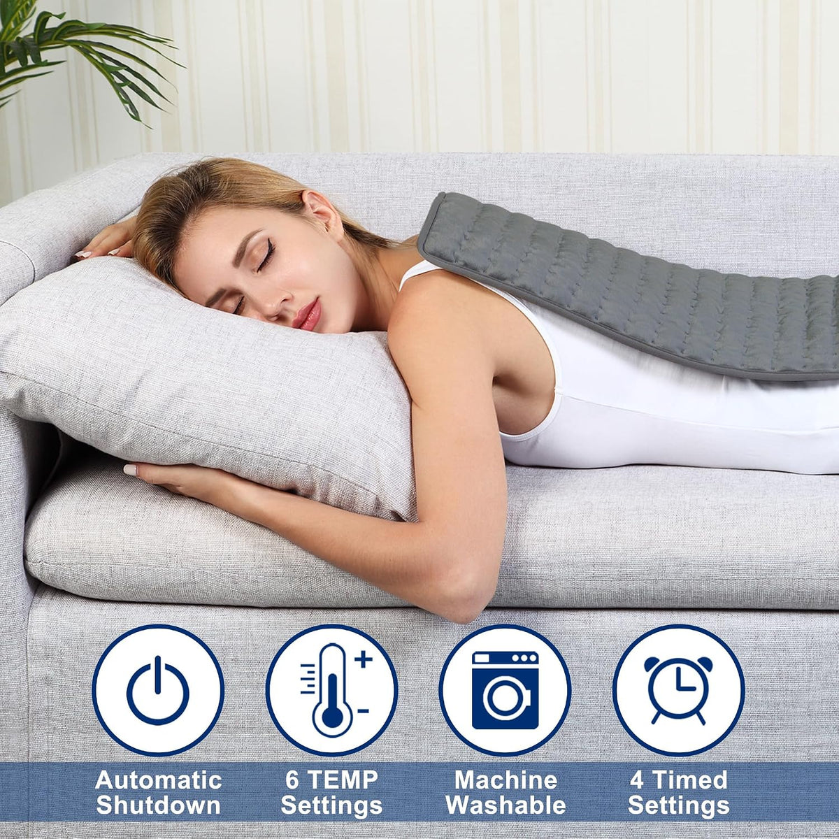 Electric Heating pad for Back Neck Shoulder Knee Arms Legs- Electric Heat Pads with 6 Heat Settings & Auto Shut Off Heat Heating Pad for Birthday Mother Father Girl Men Women