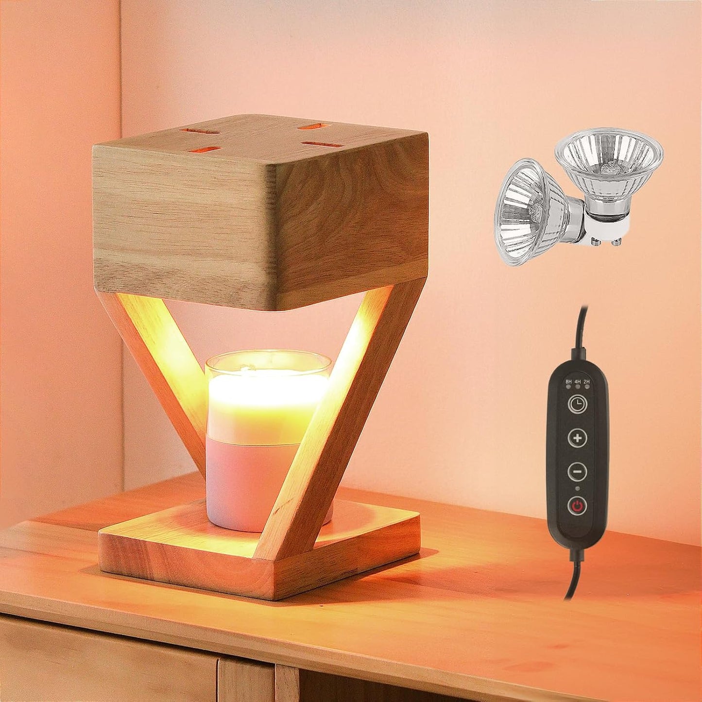 IN HAPPY Purple Candle Warmer Lamp with Timer & Dimmer, Gifts for Women, Housewarming Gifts for New Home, Adjustable Height Candle Warmer Lamp with 2 Bulbs for Jar Candles, Bedroom Home Decor