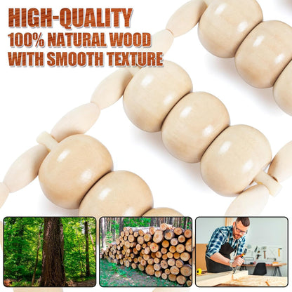 KintKita Wood Therapy Massage Tools,Back Wooden Massage Roller Rope Tool Maderoterapia Kit Professional Cellulite Massager for Body Shaping, Contouring,Back Neck Leg Muscle Relief