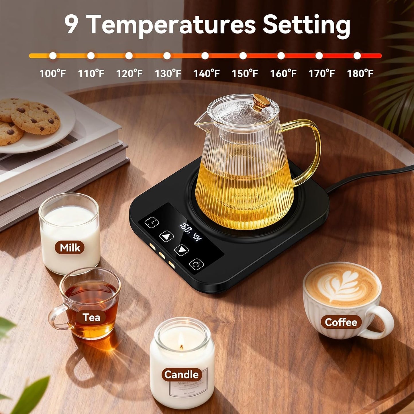 Coffee Mug Warmer & Mug Set for Desk, Electric Coffee Warmer with 16oz Mug | 36W Smart Coffee Heater with Temperature Control, Auto Shut Off & 9 Temp Settings, Gifts for Men Women, Black