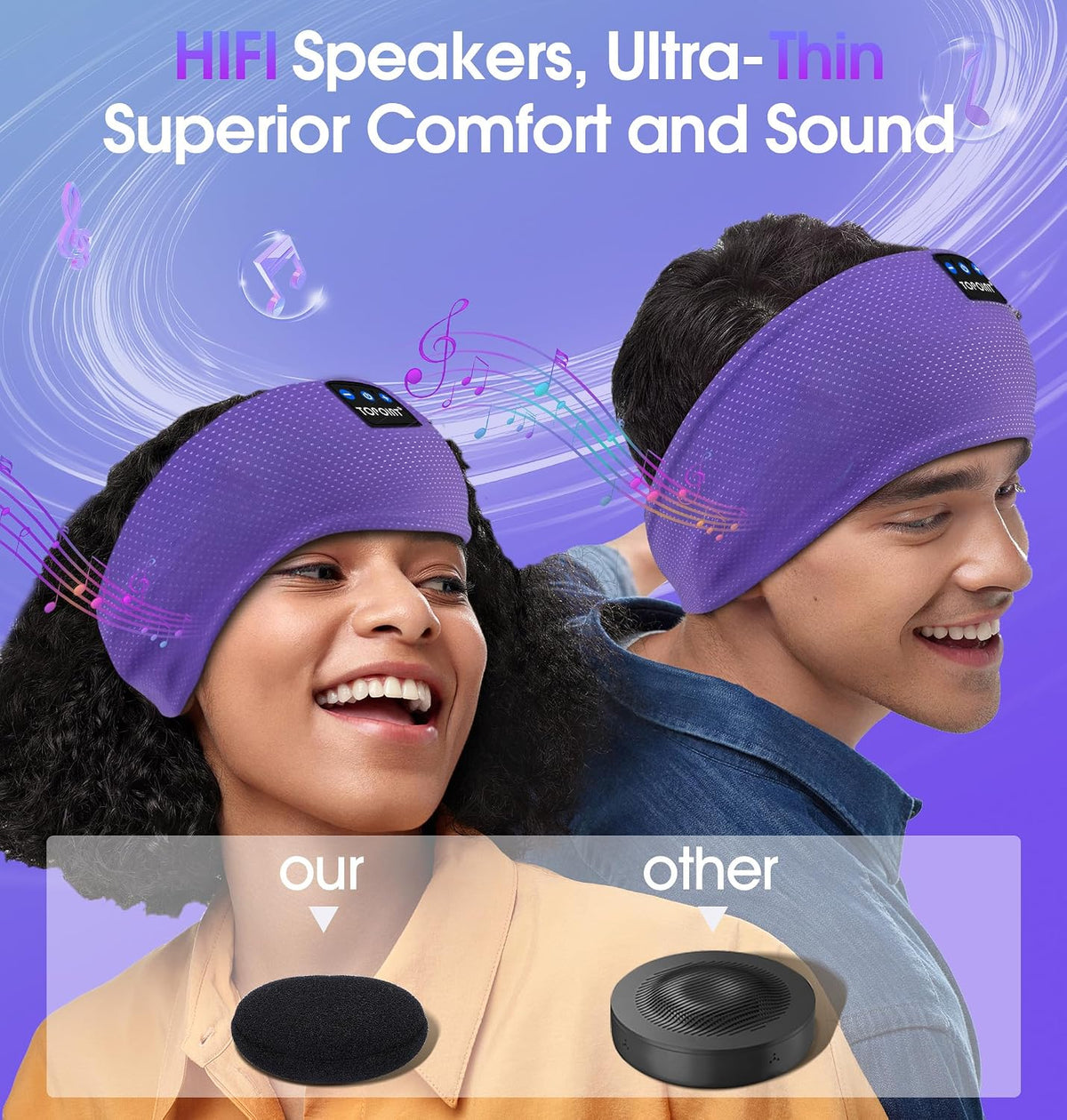 TOPOINT Sleep Headphones Headband Bluetooth 5.4, Sports Headband Earphones Sleeping Bluetooth Wireless with USB C for Women Men Sports Gifts Workout Jogging Yoga Insomnia Air Travel Meditation