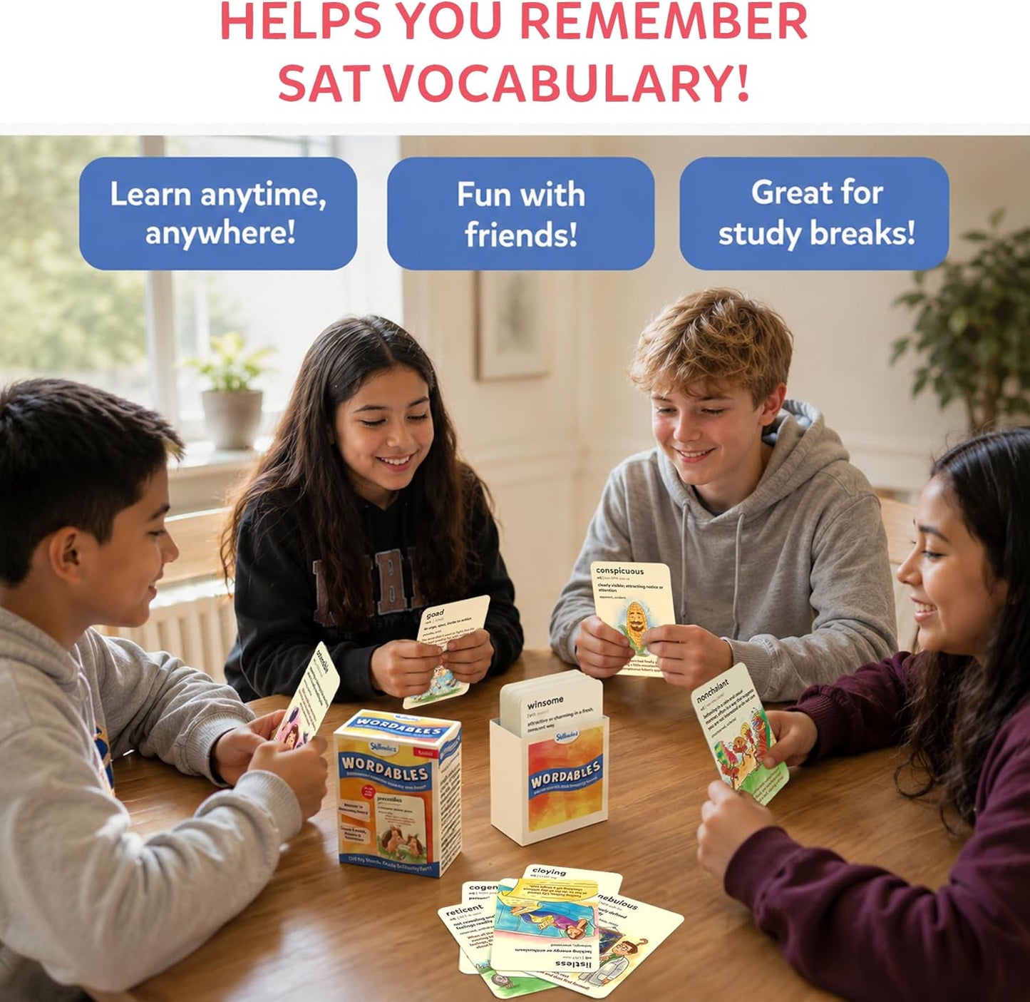 Skillmatics Vocabulary Flash Cards, SAT Prep – Wordables Level 3 | Screen-Free, Spelling Game, Learn 100 words with Wordplay, Visuals, & Soundplay, Learning Gift for Ages 8, 9, 10 & Up