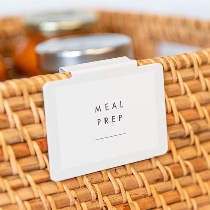 Storage Bin Label Holders Clip-On – 10 Pack Metal Basket Labels for Pantry, Baskets, Shelves & Organization Bins, 3.5” x 2.5