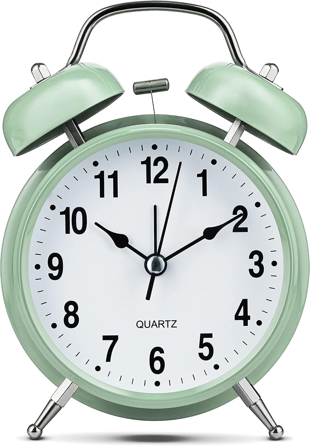 Bernhard Products Analog Alarm Clock 4" Twin Bell Vintage Navy Blue Silent Non-Ticking Quartz Battery Operated Extra Loud with Backlight for Bedside Table Desk, Retro Old Fashioned for Heavy Sleepers