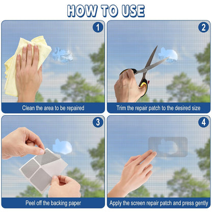 16pcs Fiberglass Screen Repair Patches 3 Sizes Gray Self Adhesive Mesh Tape | Fast Repair Tape for Window, Screen Door & Mosquito Net, Instant Patch to Fix Small Holes and Tears Easily