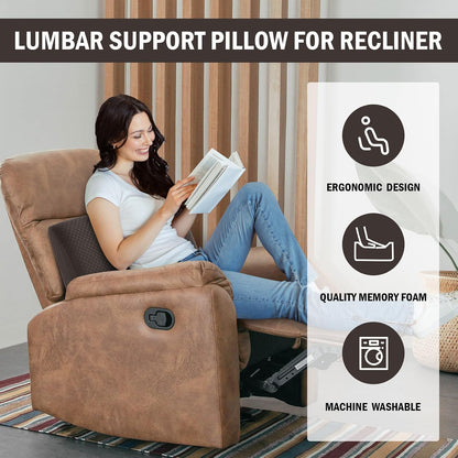 HOMBYS Lumbar Support Pillow for Recliner Chair, Memory Foam Back Support Cushion for Elderly,Extra Large Lumbar Support Pillow,Thick Backrest for Home Reading (Grey, 20“x13.5"x5")