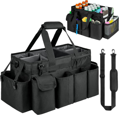 Cleaning Caddy Bag,Large Cleaning Supplies Organizer with Handle for Housekeepers,Purple
