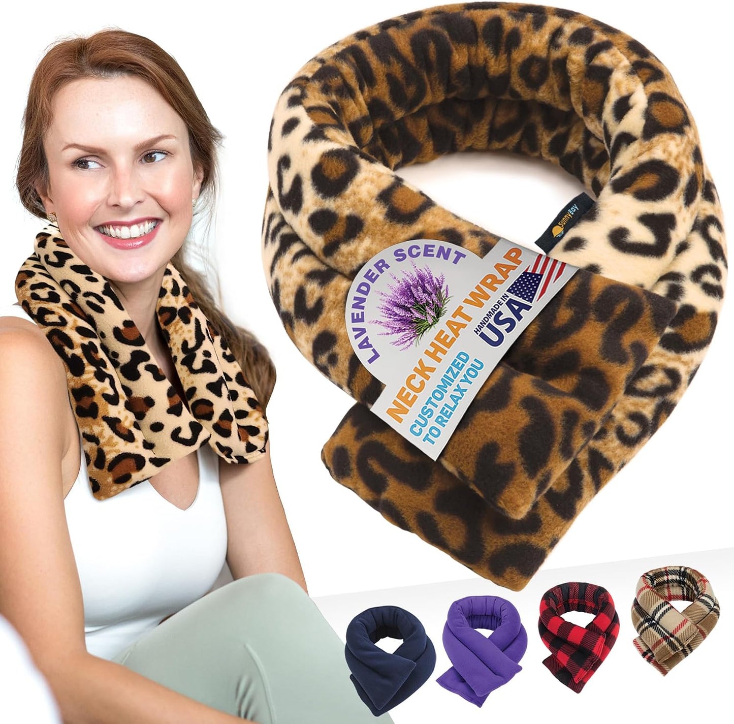 SunnyBay Microwavable Heating Pad for Neck and Shoulder, Heated Neck Wrap, Microwave Heat Pad, Weighted Beanbag Moist Hot or Cold Compress, 2.2 lbs, 26x4 Inches, Buffalo