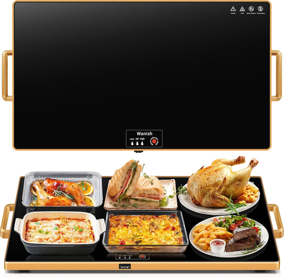 Electric Warming Tray,Extralong 47"x12",Tempered Glass Warming Mat for Food