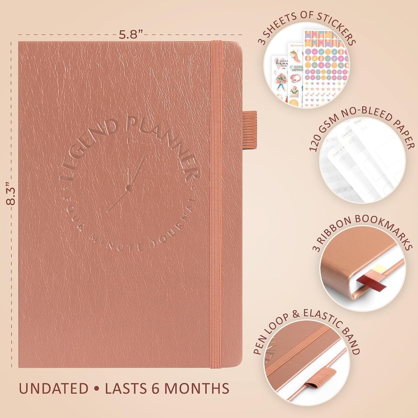 Legend Four-Minute Journal with Prompts & Habit Tracker – Daily Gratitude Journal for Women & Men – Guided Positivity, Self-Reflection & Affirmation Notebook (Lavender)