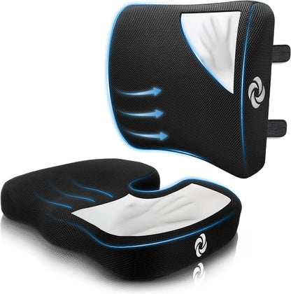 Samsonite Lumbar Support Pillow for Office Chair, Lower Back Support for Car, Back Pillow Desk Chair Cushion with Memory Foam, Improved Posture Backrest
