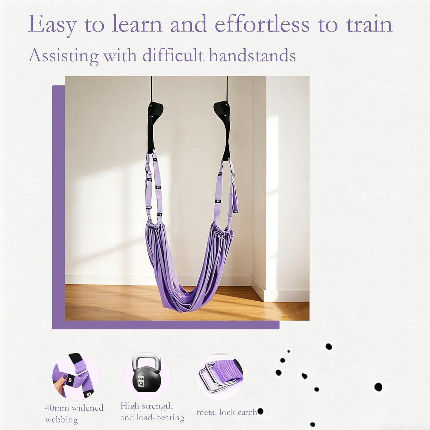 Door Swing Yoga Silk Yoga Strap for Home Aerial Flexibility Training | Soft silky fabric, door mounted design, full body stretch, aerial yoga workout for adults & dancers