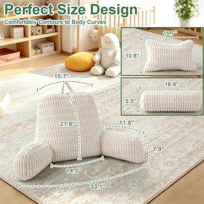 Reading Pillow for Bed, Back Rest Bed Pillow for Sitting Up(Green,Standard) | Back Support Pillows for Bed Sitting Up with a Cylindrical Pillow and Lumbar Pillow, Sitting Pillow for Bed Chair Pillow,18in