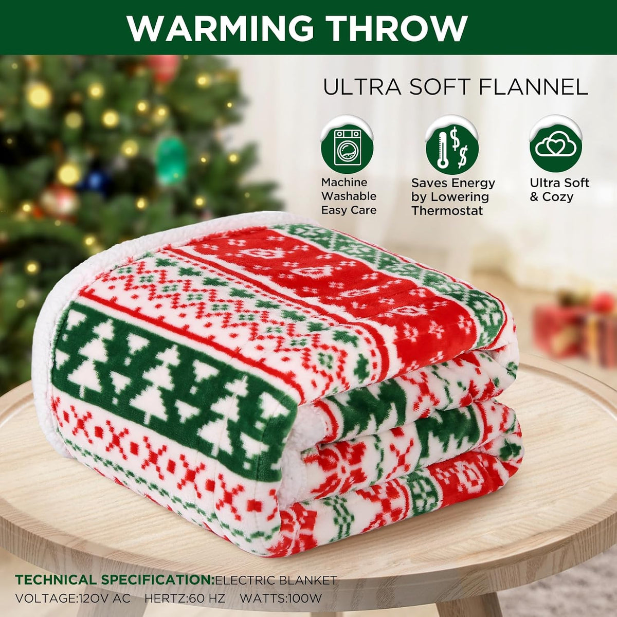 Westinghouse Heated Throw Blanket, 50"x60", Charcoal, ETL Certified