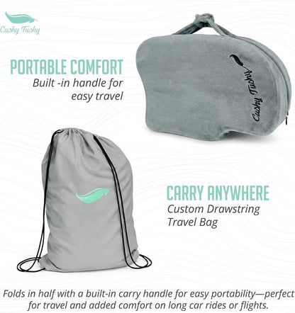 Cushy Tushy Premium Foldable Travel Seat Cushion - for Relief of Lower Back, Sciatic, Butt and Tailbone Pain - for Home & Office Use, Perfect for Travel or Driving - Coccyx Seat Cushion