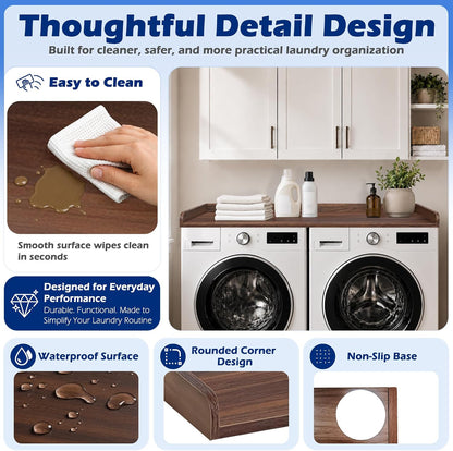ROYXEN Washer Dryer Countertop, Laundry Countertop Solid Wood, Countertop for All Front-Loaded Washing Machine and Dryer, Extra Room for Laundry Room, Oak