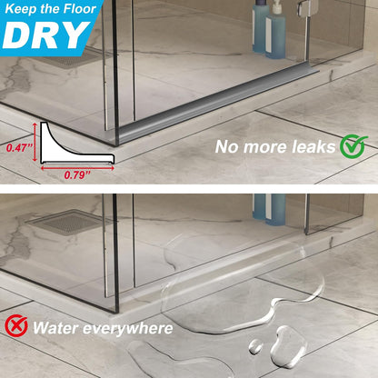 39Inch Shower Threshold Water Dam, Self-Adhesive Silicone Shower Barrier Water Stopper Shower Door Bottom Seal Strip Shower Splash Guard for Bathroom Kitchen Bathtub