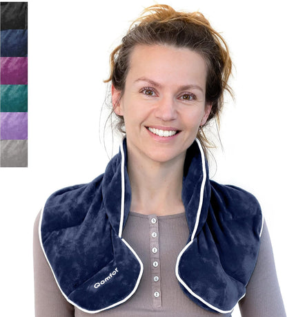 Qomfor - Microwavable Neck Wrap - Dark Blue, Lavender Scent - Weighted Neck/Shoulder Wrap - Heating Pad - Hot/Cold Muscle Therapy, Stress Relief, Arthritis Pain, Soothing Comfort, Headache