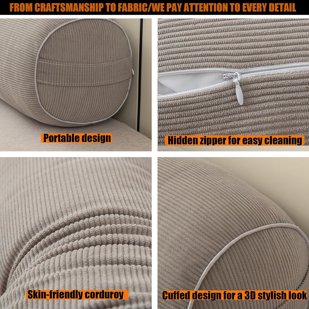 Neck Support Pillow Couch Pillows Large 24*8in for Bed, Sofas,Cars